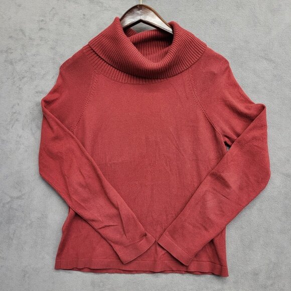 Ann Taylor Silk/ Cashmere Blend Turtleneck Women's  Size Large Petite Red Luxury - Picture 1 of 6